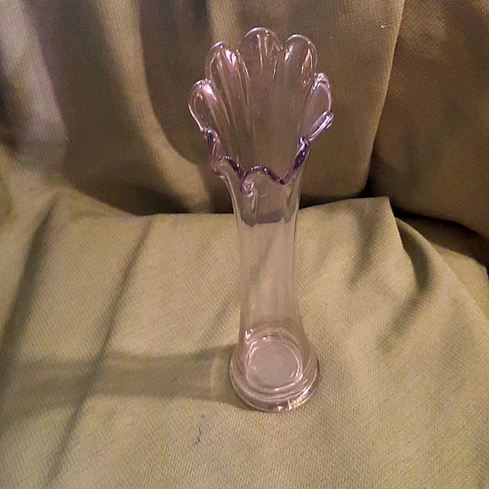 Vintage clear  thrown glass vase beautiful about 12 inches